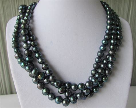 Black Pearl Necklace Freshwater Pearl Necklace 3 Strands Of Pearl Necklace Pearl Necklace