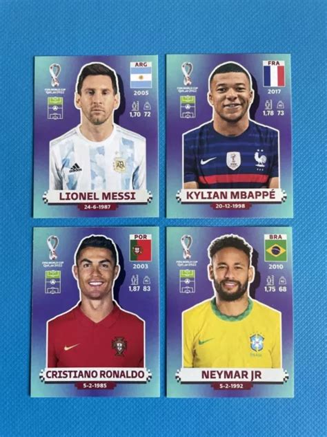 Messi Mbappe Ronaldo Neymar Qatar Fifa World Cup Panini Sticker