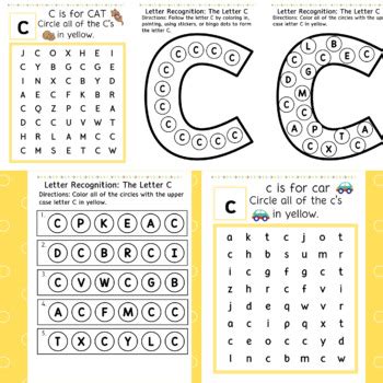 Letter Recognition Visual Scanning Packet THE LETTER C By Creatively OT