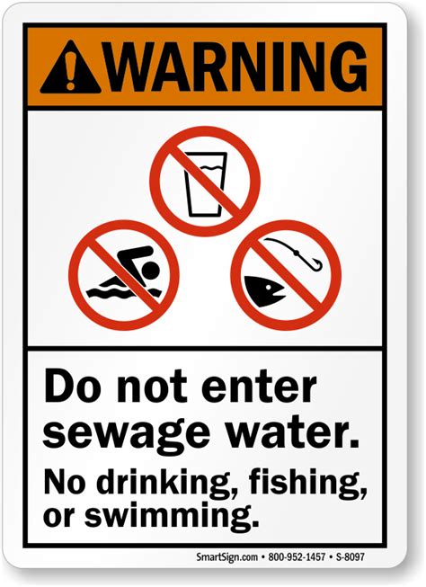 Do Not Enter Sewage Water No Drinking Fishing Swimming Sign Sku S