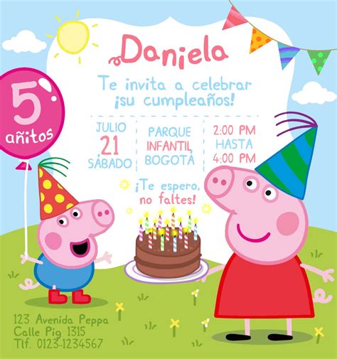 Invitacion De Cumpleanos De Peppa Pig Gratis Invitaciones De Images