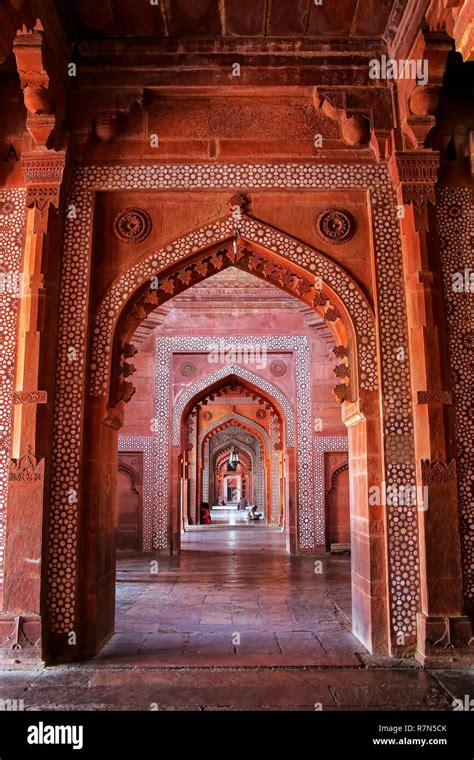 Interior Of Jama Masjid In Fatehpur Sikri Uttar Pradesh India The