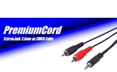 Premiumcord Klinke Auf Cinch Y Kabel 10m Klinkenstecker 3 5mm Auf 2x Cinch Rca Stecker Jack Zu