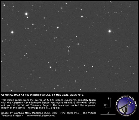 Comet C 2023 A3 Tsuchinshan Atlas An Image 14 May 2023 The Virtual Telescope Project 2 0