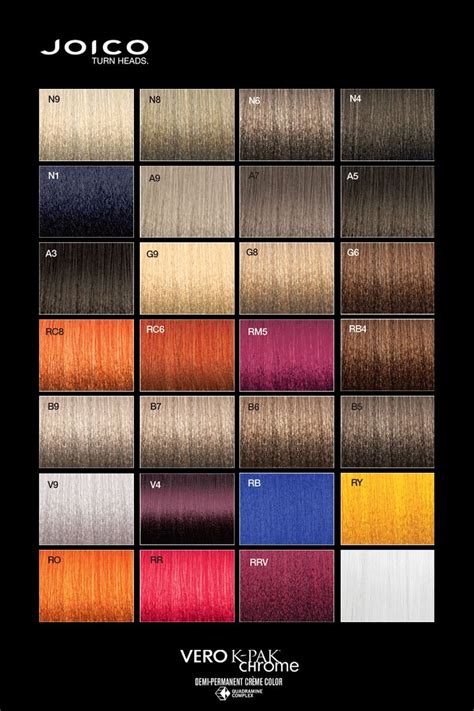 The Color Chart For Joicos Hair Is Shown In Different Shades And Colors