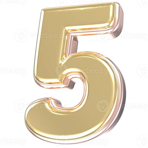 5 Number Gold With Copper 3D Render 53114233 PNG