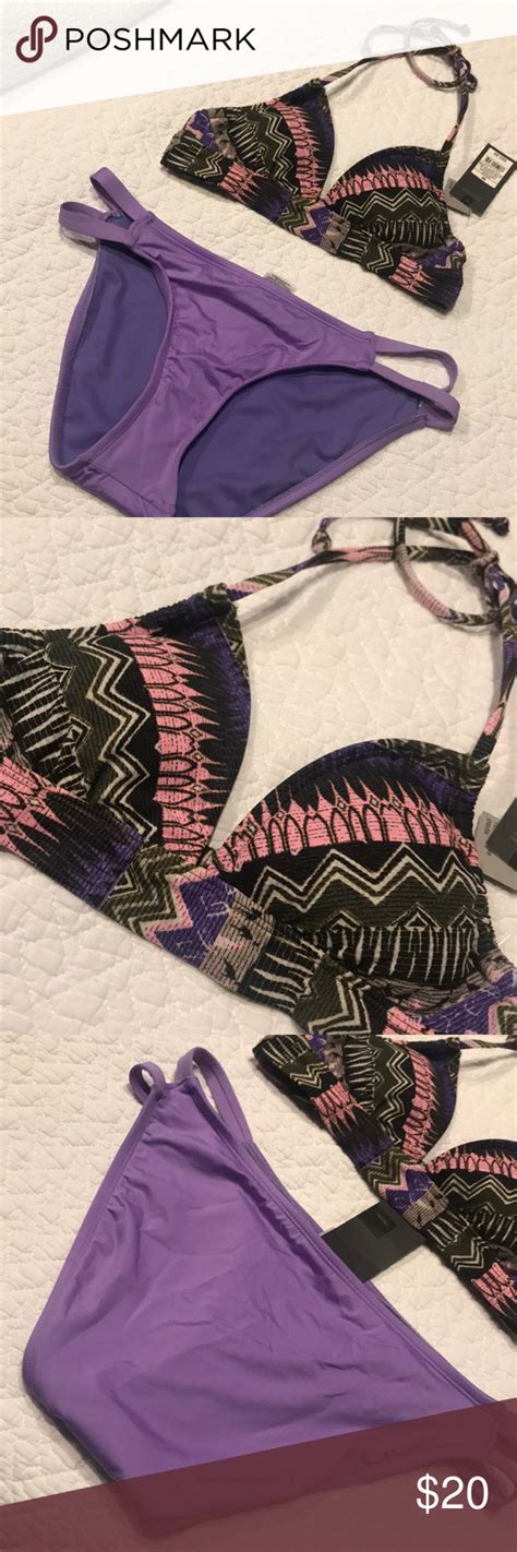 NWT MOSSIMO Bikini Bikinis Purple Bottom Top Pattern