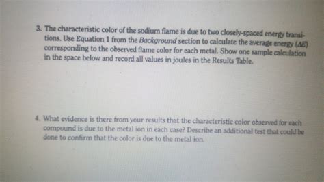 Solved Equation 1 Flame Test Data Li - Orange / hot pink | Chegg.com