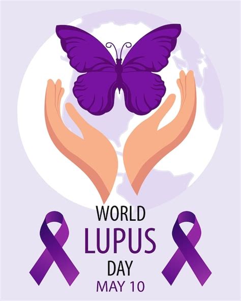 D A Mundial Del Lupus De Mayo Banner Con Una Cinta Morada Y Una