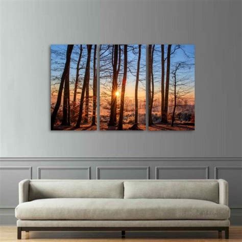 Quadro Árvores Natureza Sol Paisagem Sala Quarto Mosaico MadeiraMadeira