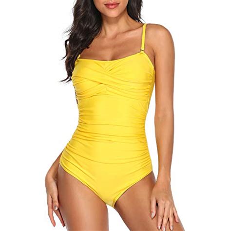 Smismivo Womens Strapless One Piece Tummy Control Swimsuit Ruched