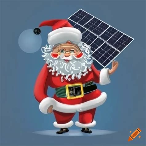 Santa Standing On A Solar Panel