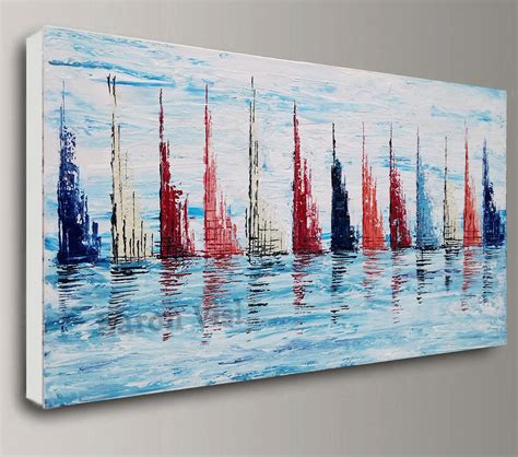 Abstract Painting Acrylic Painting Boats Large Canvas Home - Etsy