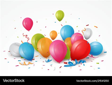 Celebrations Balloon With Ribbon And Confetti Vector Image