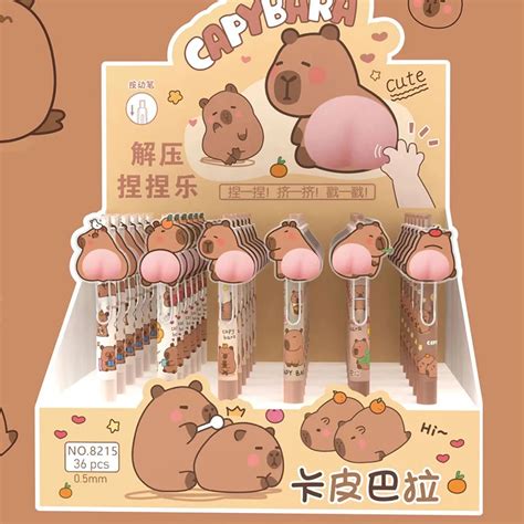 6Pcs Set Kawaii Capybara Cartoon Butt Mechanical Gel Pens 0 5mm Cute