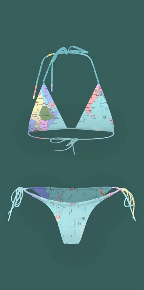 Conjunto Bikini Triangulito Mapamundi En Tonos Pasteles