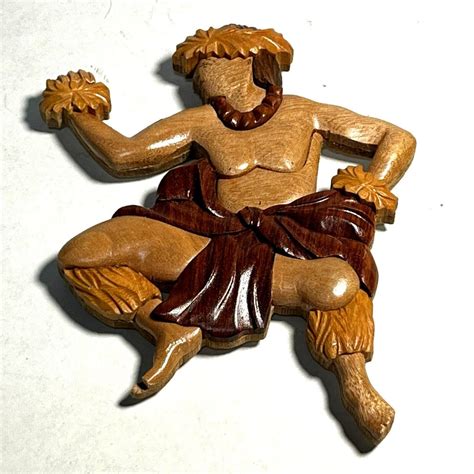 Vintage Hawaiian Male Hula Dancer Wooden Fridge Magnet Etsy