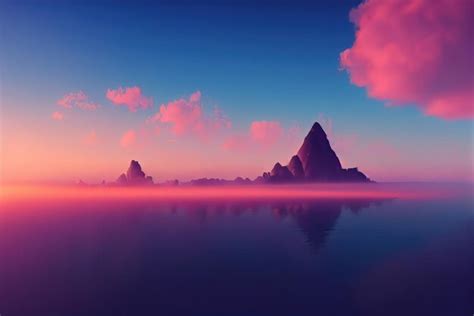 Premium AI Image | A purple sunset with a mountain in the background