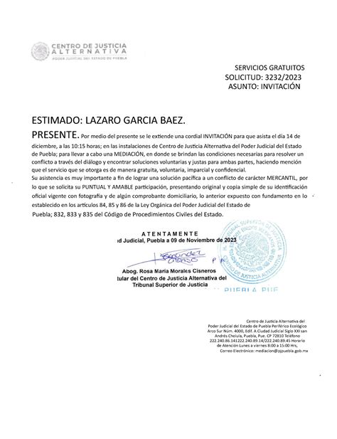 Invitacion Mediacion Lazaro SERVICIOS GRATUITOS SOLICITUD 323 2