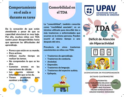 Triptico TDA TRATA SOBRE LE TDA Trastornos Del Aprendizaje Studocu