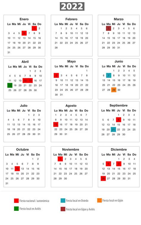 Calendario Laboral De 2022 En Asturias Todos Los Festivos Del Año El