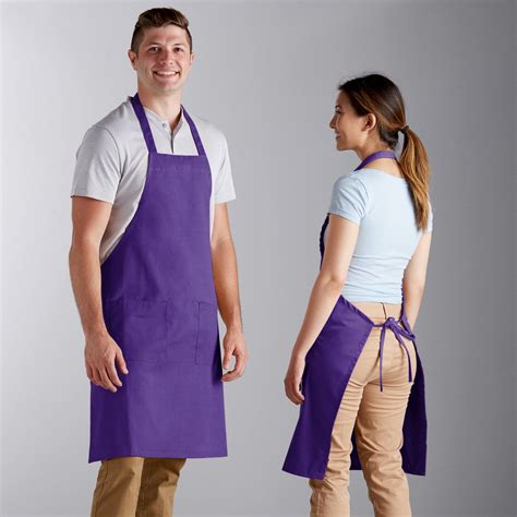 Choice Bright Purple Poly Cotton Bib Apron With 2 Pockets 34l X 32w