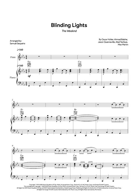 Blinding Lights Arr Samuel Sequeira Sheet Music The Weeknd Flute