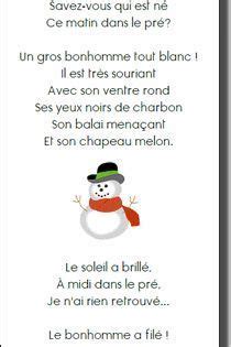 French winter poem about a snowman poésie sur le bonhomme de neige