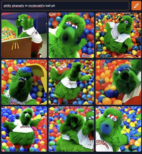 Philly Phanatic in a McDonald's ball pit : r/weirddalle