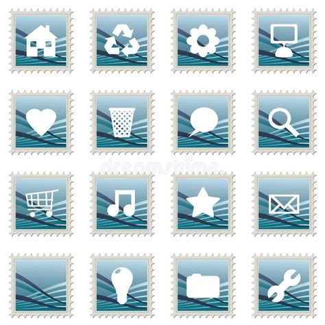 Blue Stamp Icons Stock Vector Illustration Of Gradient 10647449