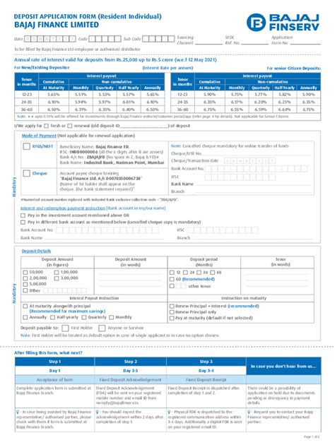 Fillable Online Fixed Deposits Application Form Only For Resident