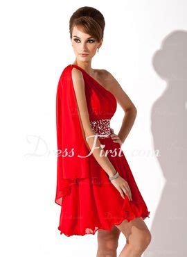 A Linie Princess Linie One Shoulder Tr Ger Kurz Mini Chiffon