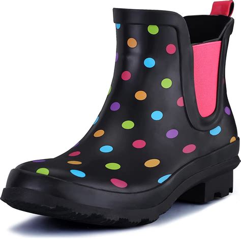 Pennysue Womens Short Rain Boots Colorful Anti Slip Garden Boots Waterproof 8m