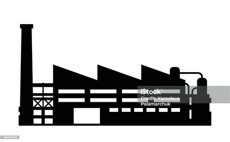 Bangunan Industri Siluet Vektor Gudang Industri Bisnis Ilustrasi