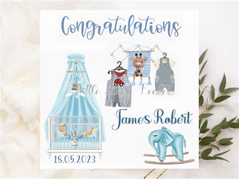 Baby Boy Card-personalised-baby CONGRATULATIONS Card-baby Boy-newborn ...