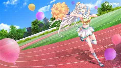 Anime Girls Balloon Cheerleaders Race Tracks Armpits Ponytail Wallpaper