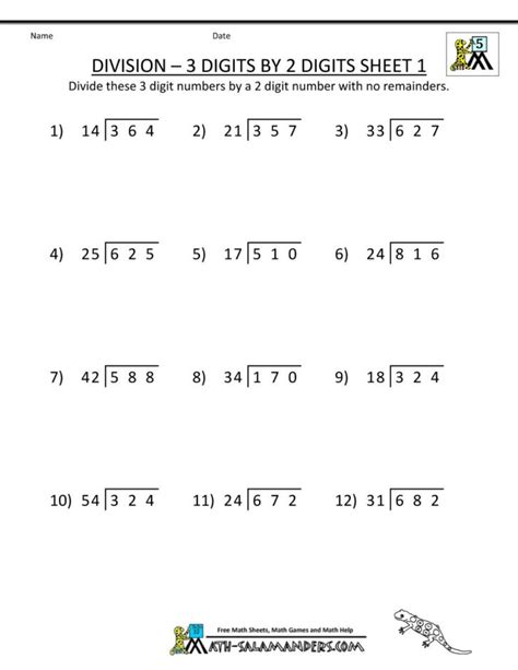 Long Division Whole Numbers Worksheet Long Division Worksheets