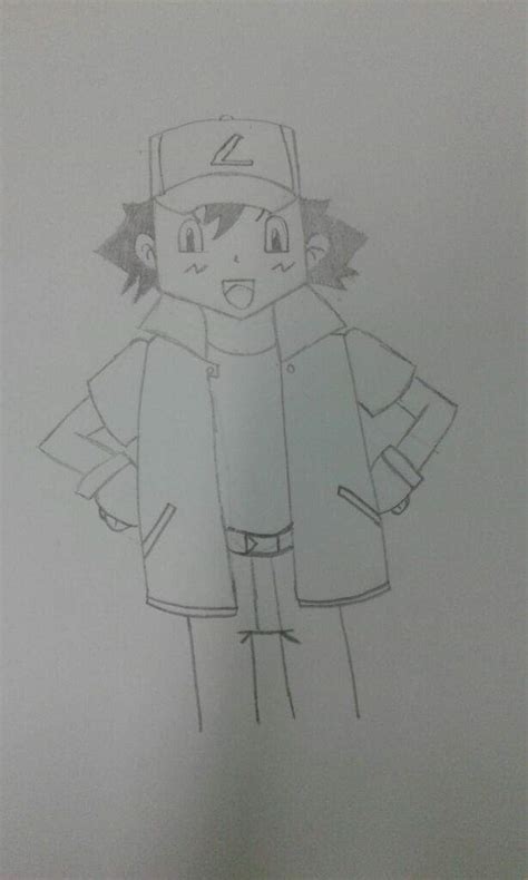 My first time drawing Ash Ketchum i know its not that great but please ...