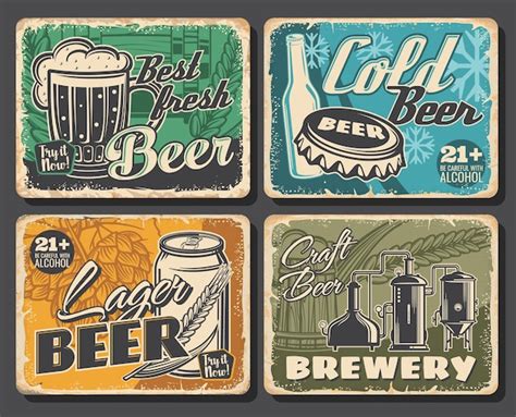 Premium Vector Beer Brewery Retro Posters Alcohol Drinks Bar