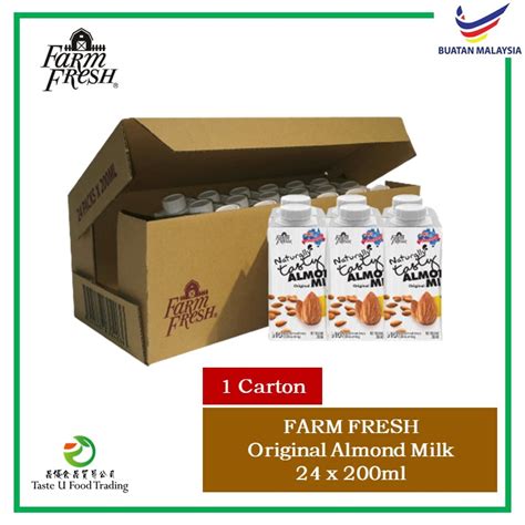 1 Carton Farm Fresh Uht Original Almond Milk 200ml X 24 Taste U