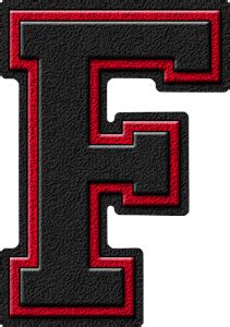 Presentation Alphabets Black Cardinal Red Varsity Letter F