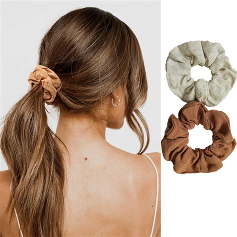 Amazon Linen Hair Scrunchies For Women S Hair Colorful Hair Ties