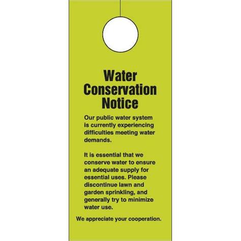 Water Conservation Notice Bilingual Package Of 100 Hd Supply