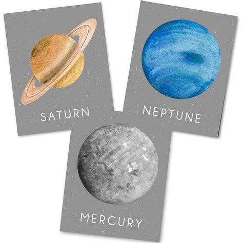 Planet Print Set Planet Printables Solar System Printables Etsy