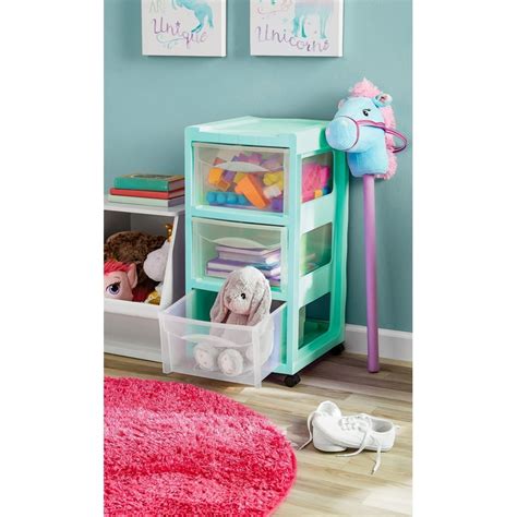 Mainstays Medium 3 Drawer Plastic Storage Cart With Wheels In Classic