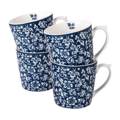 Laura Ashley Sweet Allysum 4 Pc Coffee Mug Set Blueprint