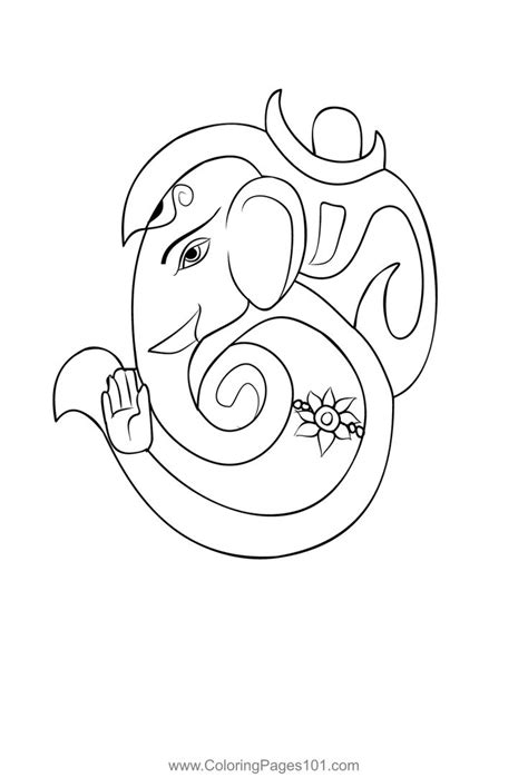 Omkar Swarup Ganesha Coloring Page for Kids - Free Hindu Gods Printable ...