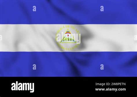 Nicaragua National Flag Close Up Waving Video Animation Flag Blowing