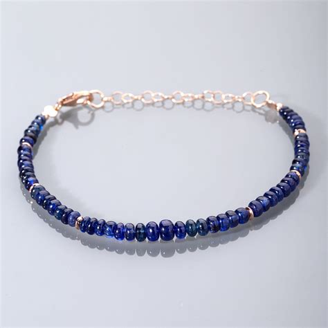 Blue Sapphire Bracelet Natural Blue Sapphire Beads Bracelet Etsy