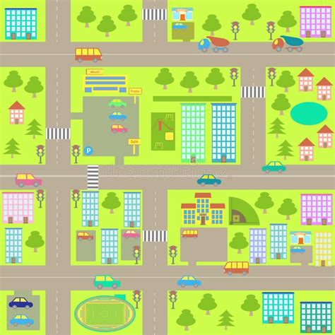 Cartoon seamless city map. Illustration cartoon seamless city map , #AFF, #city, #seamless, # ...